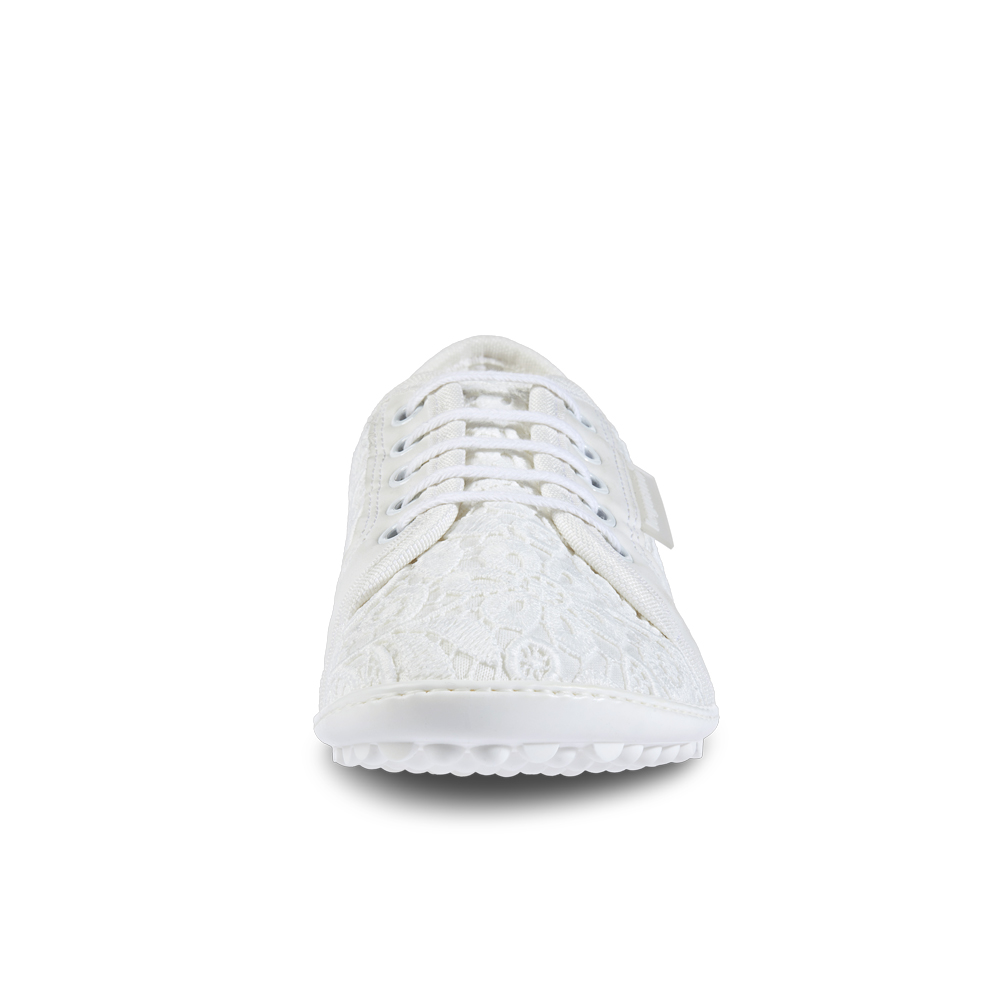 Leguano Amalfi Scarpe Barefoot Bianche | Tessuto In Poliestere Con Suola LIFOLIT | Fatte A Mano In Germania | Modello Elegante Con Macramè